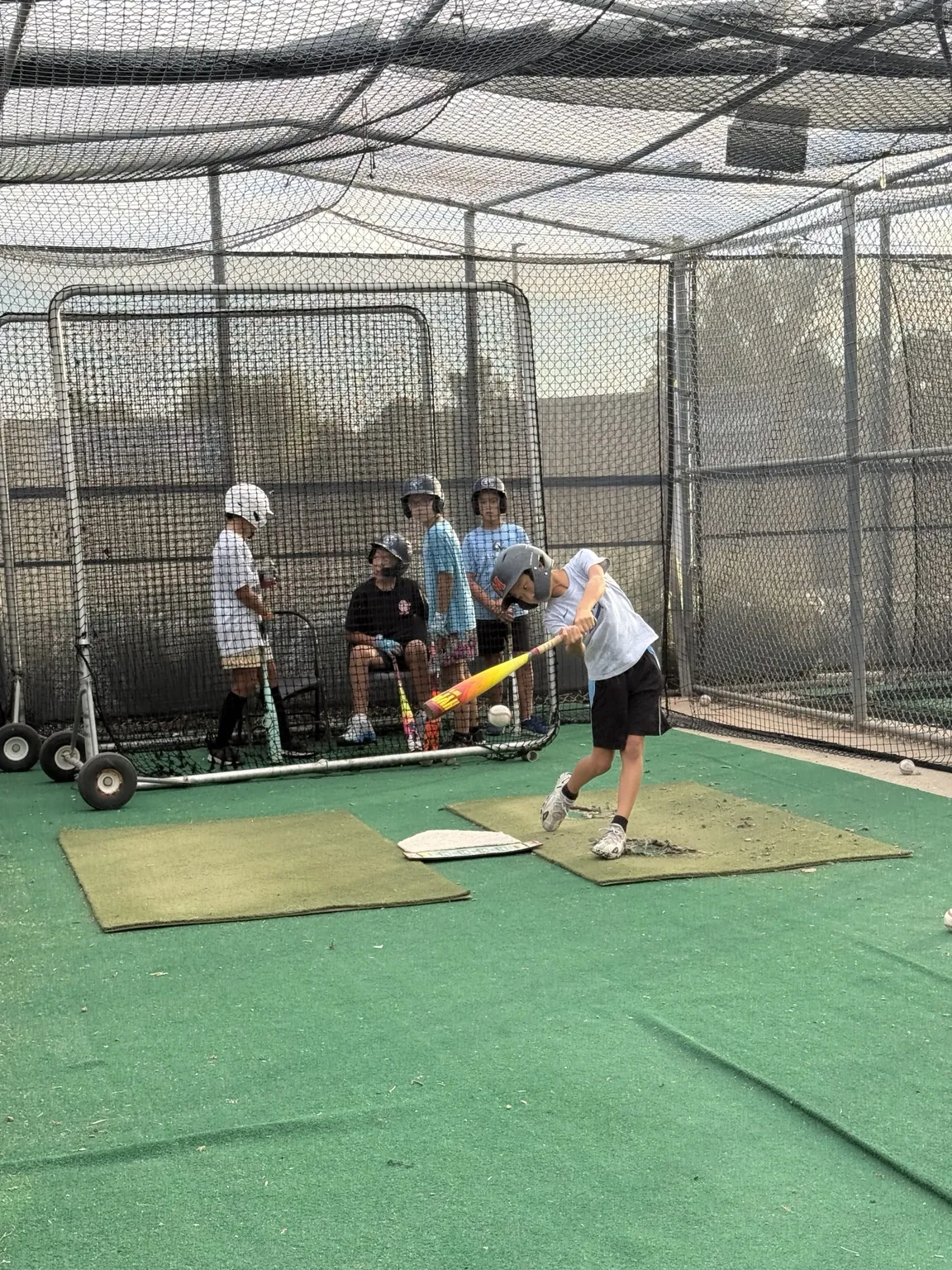 Youth baseball camp hitting drill